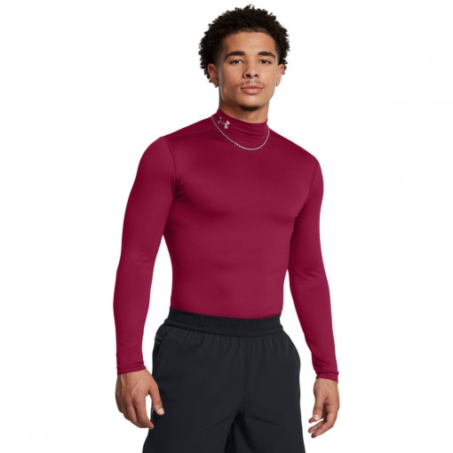 UNDER ARMOUR Męski longsleeve treningowy Under Armour UA Cg Elite Mock  czerwony Czerwony