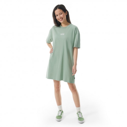 VANS Damska sukienka shirtowa z krótkim rękawem Vans Center Vee  zielona Mięta