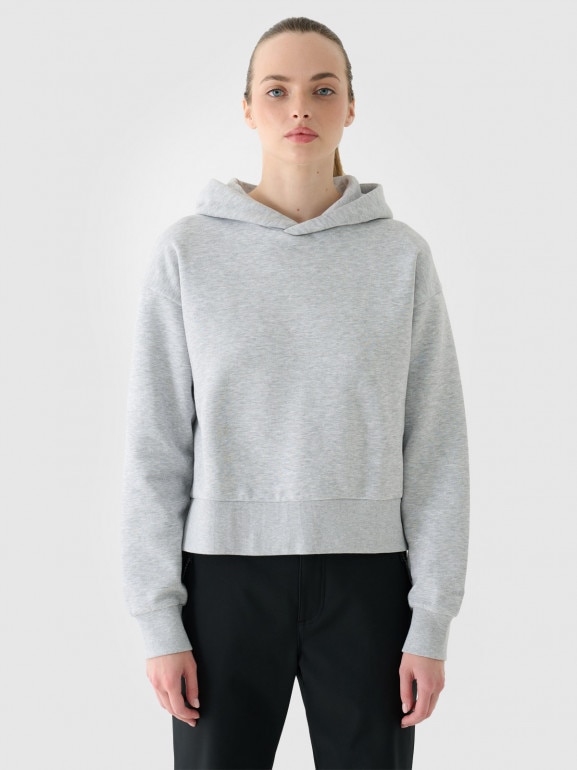 Damska bluza dresowa nierozpinana z kapturem Outhorn OTHWAW24TSWSF1684 - szara
