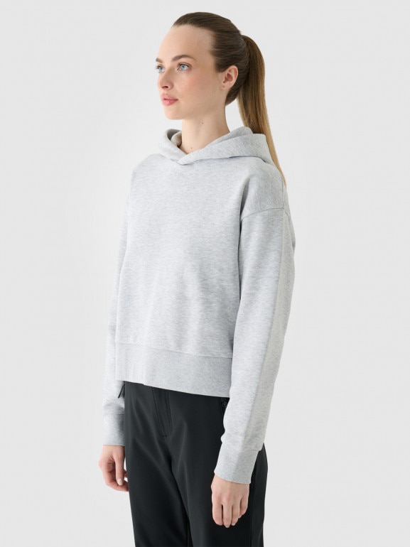 Damska bluza dresowa nierozpinana z kapturem Outhorn OTHWAW24TSWSF1684 - szara