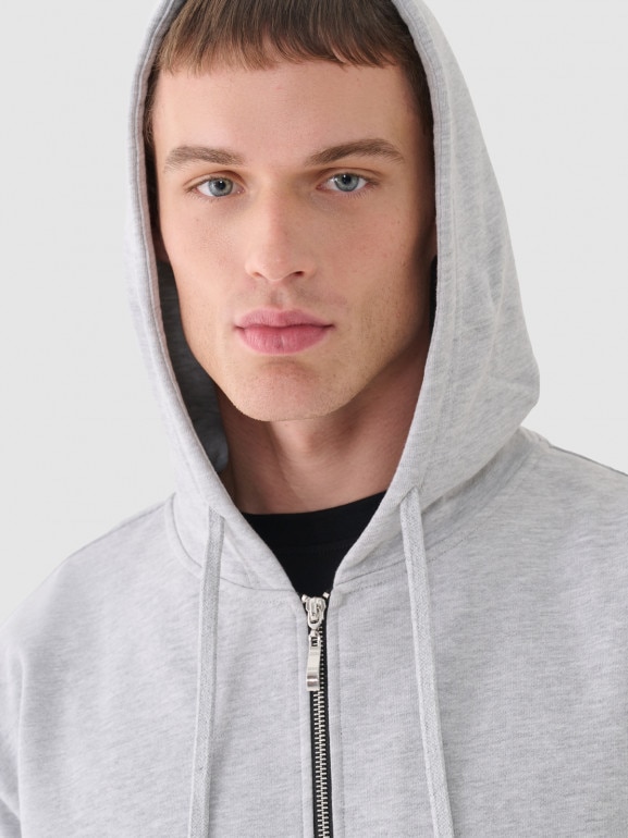 Męska bluza dresowa rozpinana z kapturem Outhorn OTHWAW24TSWSM1696 - szara