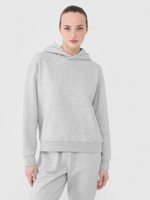 Damska bluza dresowa nierozpinana z kapturem Outhorn OTHWAW24TSWSF1681 - szara