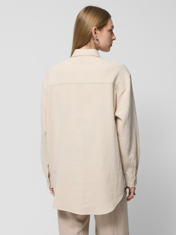 Damska koszula muślinowa Outhorn OTHWSS24TSHIF061 - beżowa