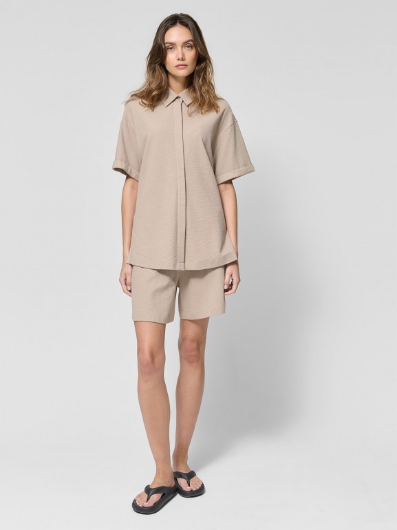 Damska koszula Outhorn OTHWSS24TSHIF062 - beżowa