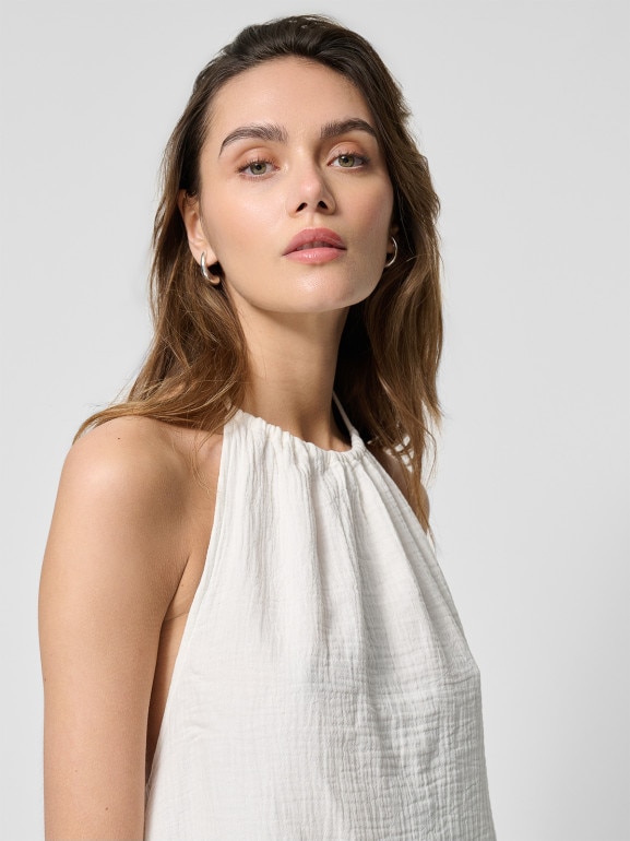 Damska sukienka midi Outhorn OTHWSS24TDREF145 - beżowa