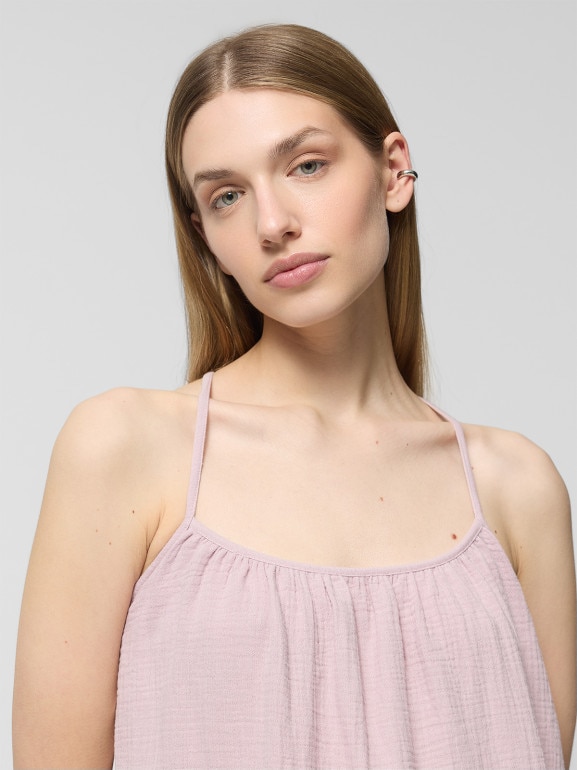 Damska sukienka na ramiączkach Outhorn OTHWSS24TDREF143 - różowa