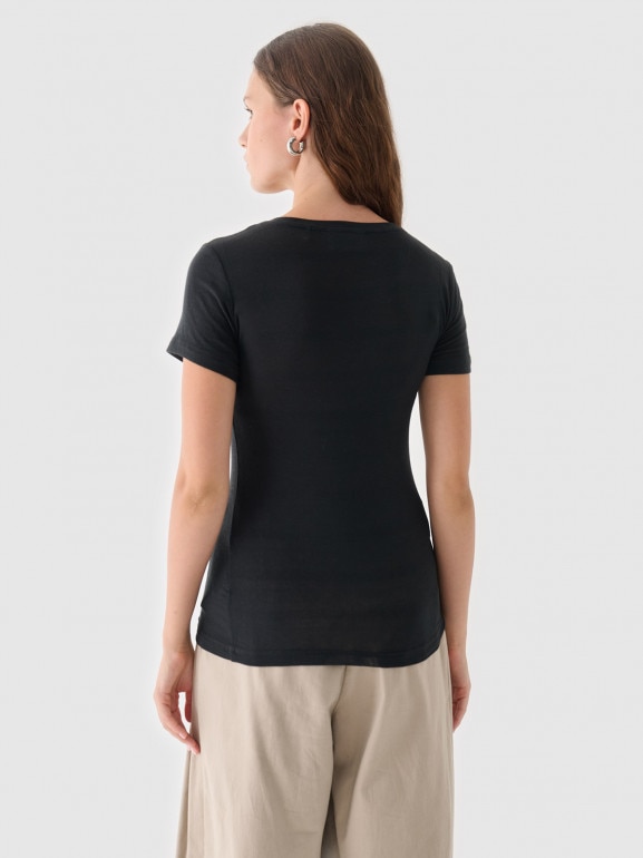 Damski t-shirt basic Outhorn OTHWAW24TTSHF2342 - czarny