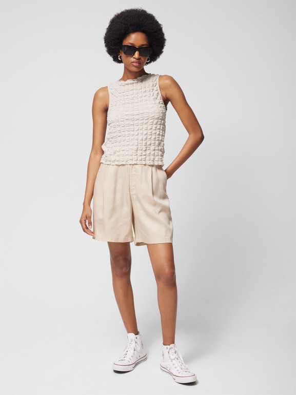 Damski top Outhorn OTHWSS24TSLEF135 - beżowy