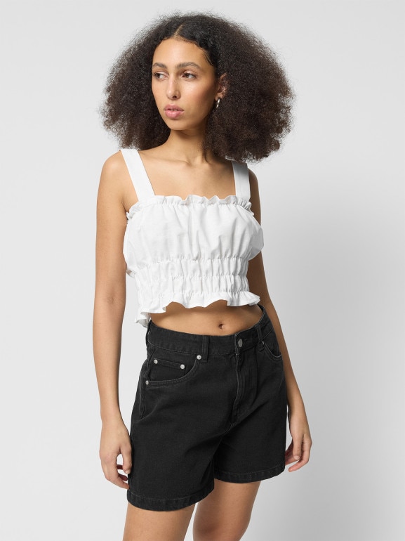 Damskie spodenki jeansowe Outhorn OTHWSS24TSHOF399 - czarne