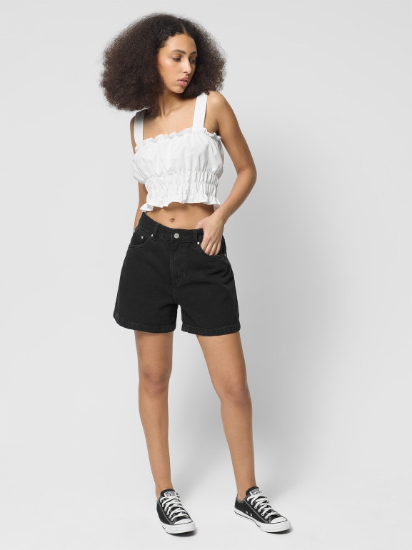 Damskie spodenki jeansowe Outhorn OTHWSS24TSHOF399 - czarne