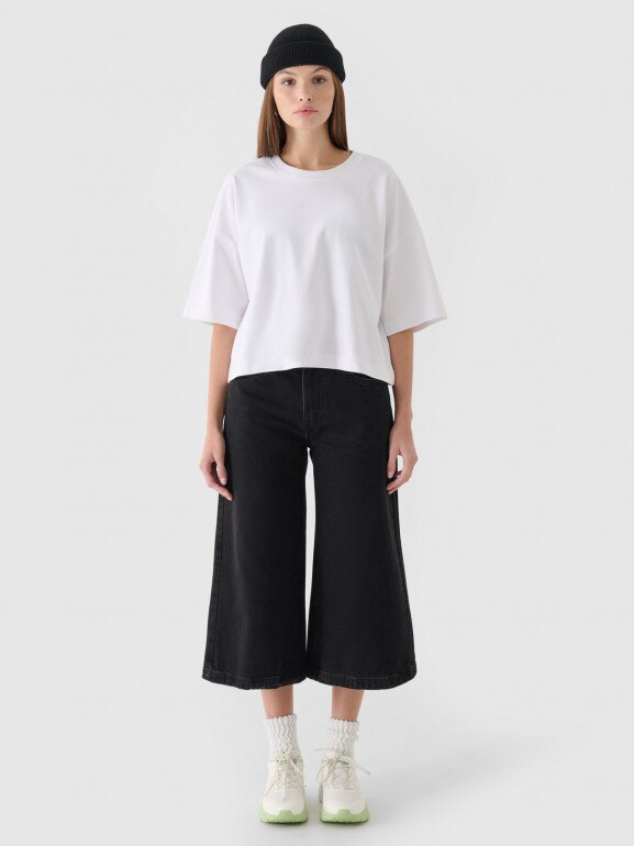 Damskie jeansy baggy OTHWAW24TJNSF021 Outhorn - czarne