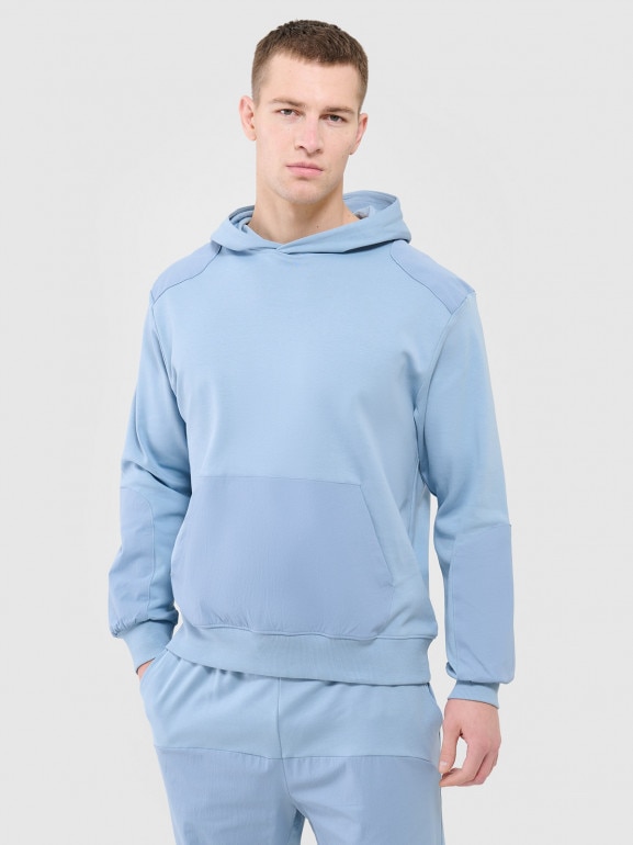 Męska bluza dresowa nierozpinana z kapturem Outhorn OTHWAW24TSWSM1917 - niebieska