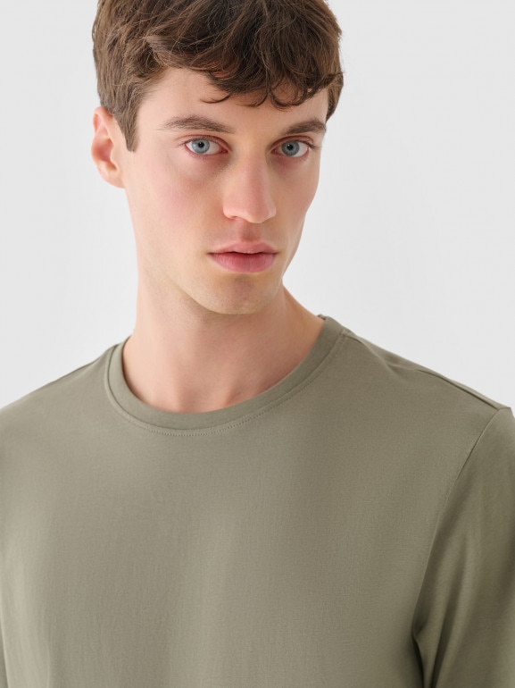 Męski t-shirt basic Outhorn OTHWAW24TTSHM2155 - khaki