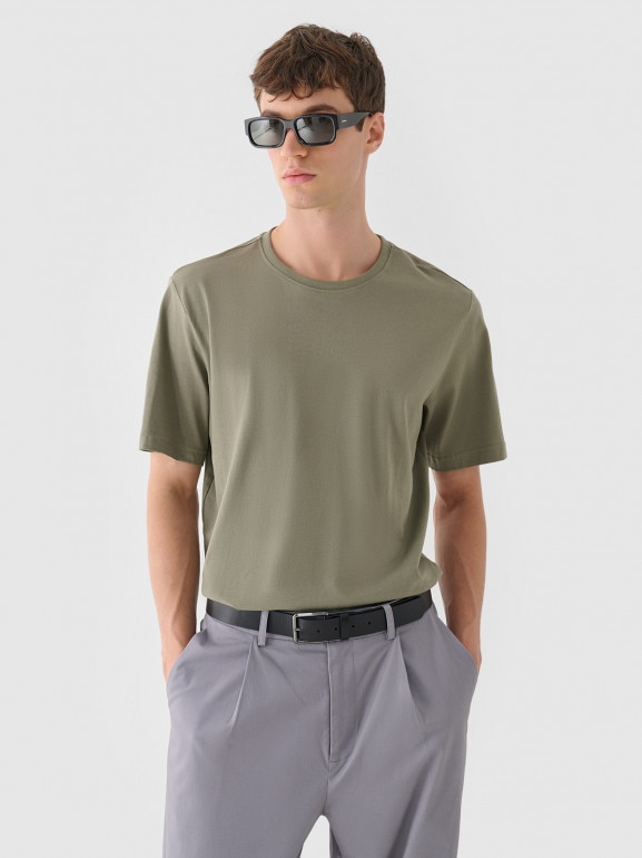 Męski t-shirt basic Outhorn OTHWAW24TTSHM2155 - khaki