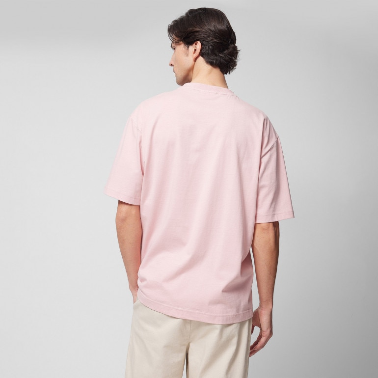 Męski t-shirt oversize z nadrukiem Outhorn OTHWSS24TTSHM1501 - różowy