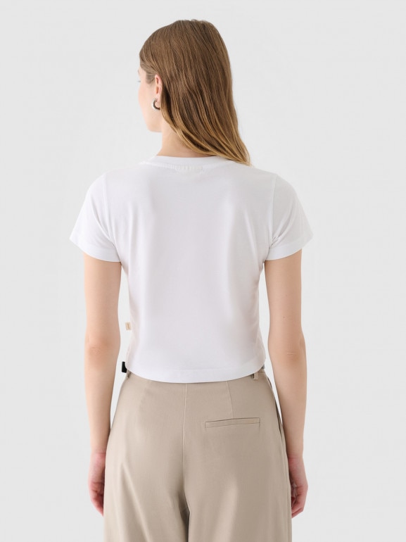 Damski t-shirt basic Outhorn OTHWAW24TTSHF2137 - biały