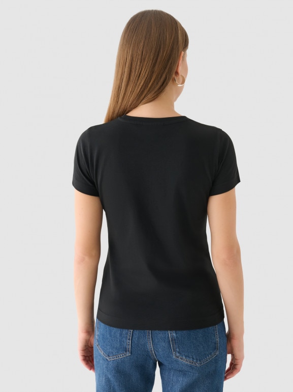 Damski t-shirt basic Outhorn OTHWAW24TTSHF2137 - czarny