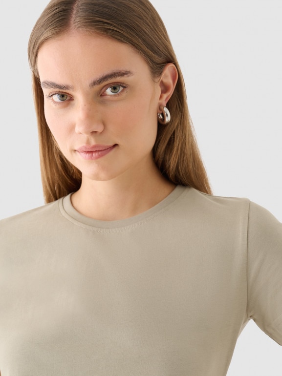 Damski t-shirt basic Outhorn OTHWAW24TTSHF2137 - szary