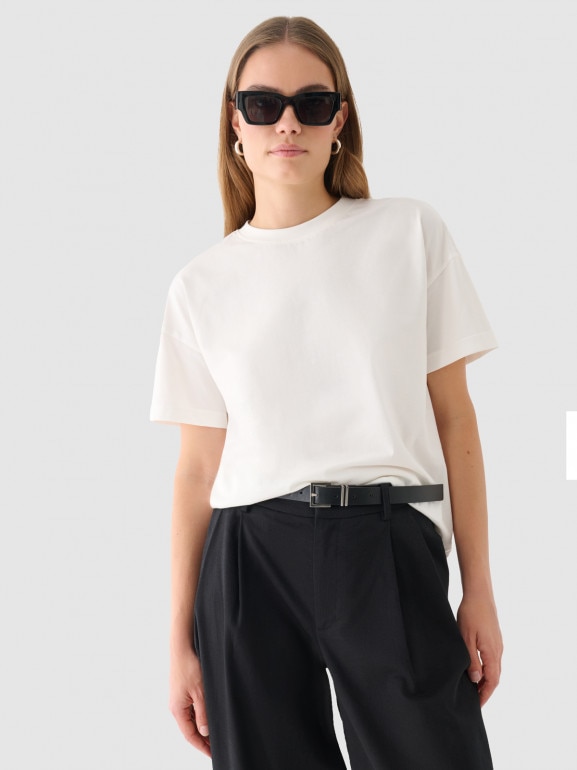 Damski t-shirt basic Outhorn OTHWAW24TTSHF2140 - biały