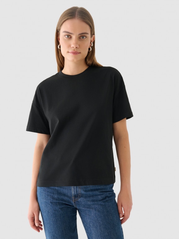 Damski t-shirt basic Outhorn OTHWAW24TTSHF2140 - czarny