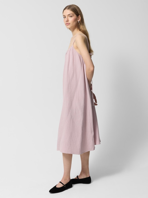 Damska sukienka na ramiączkach Outhorn OTHWSS24TDREF144 - różowa