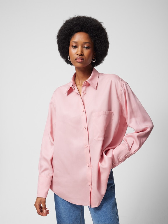 Damska koszula oversize Outhorn OTHWSS24TSHIF038 - różowa