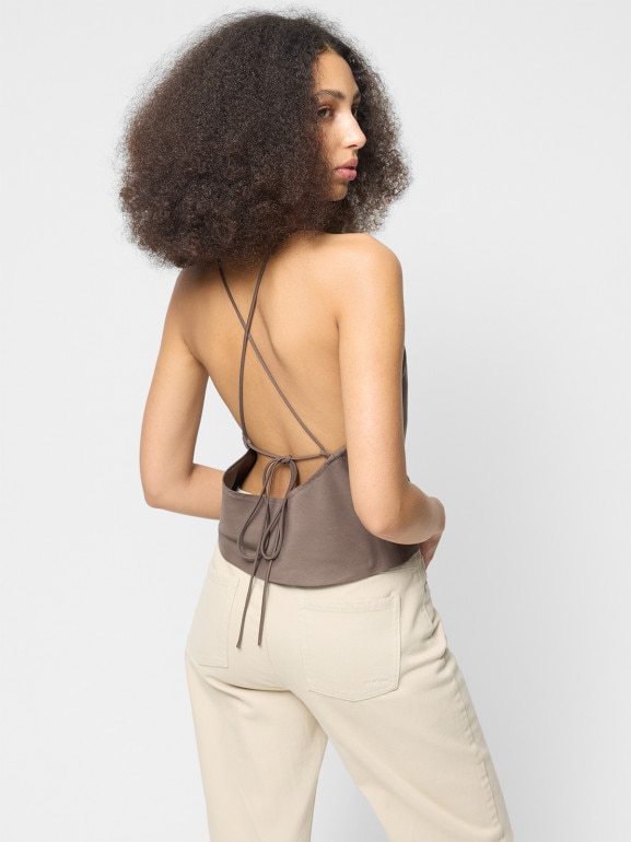 Damski top na ramiączkach Outhorn OTHWSS24TSHIF045 - brązowy