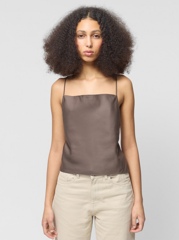 Damski top na ramiączkach Outhorn OTHWSS24TSHIF045 - brązowy