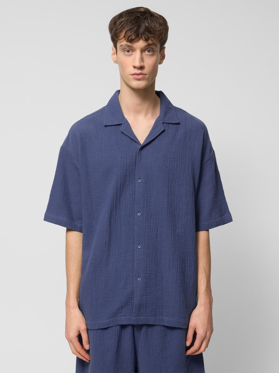 Męska koszulka muślinowa Outhorn OTHWSS24TSHIM067 - granatowa