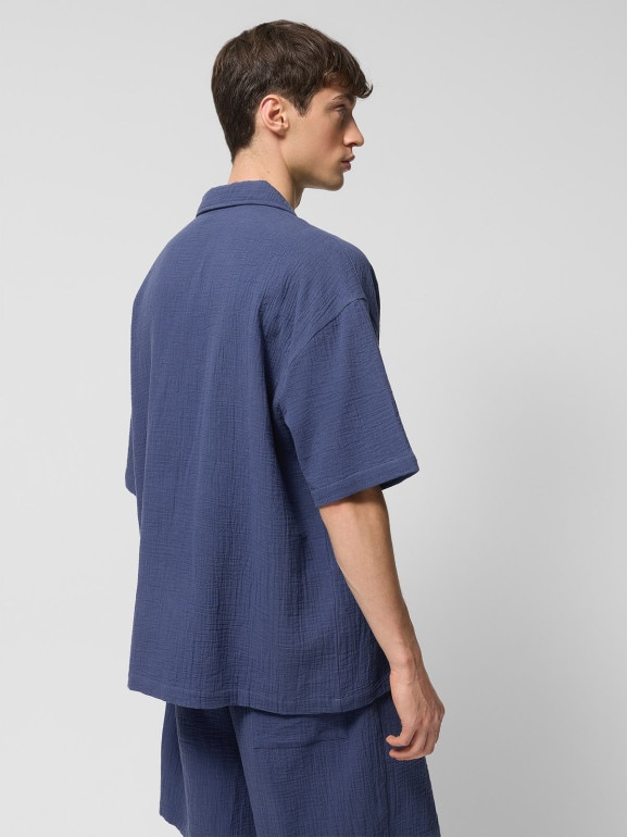 Męska koszulka muślinowa Outhorn OTHWSS24TSHIM067 - granatowa