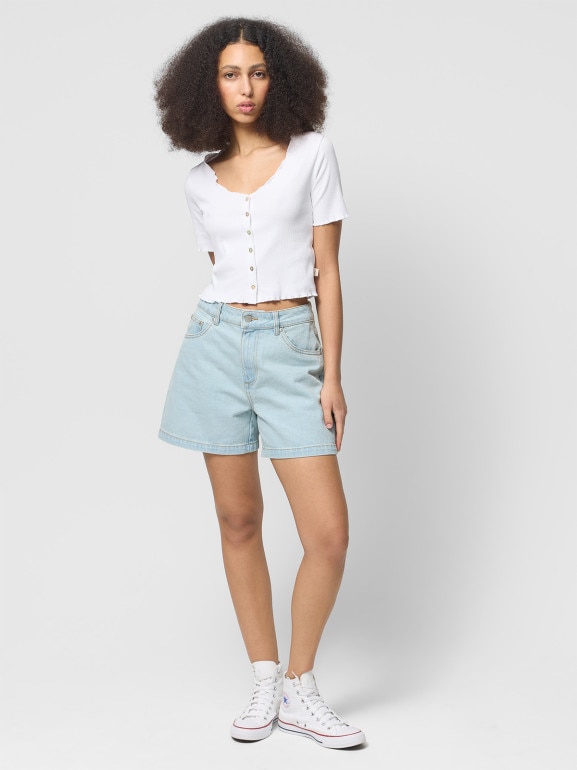 Damskie spodenki jeansowe Outhorn OTHWSS24TSHOF399 - niebieskie