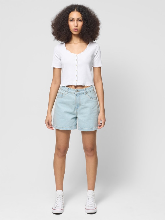 Damskie spodenki jeansowe Outhorn OTHWSS24TSHOF399 - niebieskie