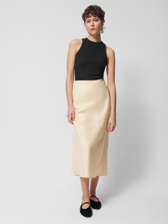 Damska spódnica midi Outhorn OTHWSS24TSKIF039 - żółta