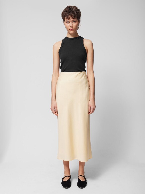 Damska spódnica midi Outhorn OTHWSS24TSKIF039 - żółta