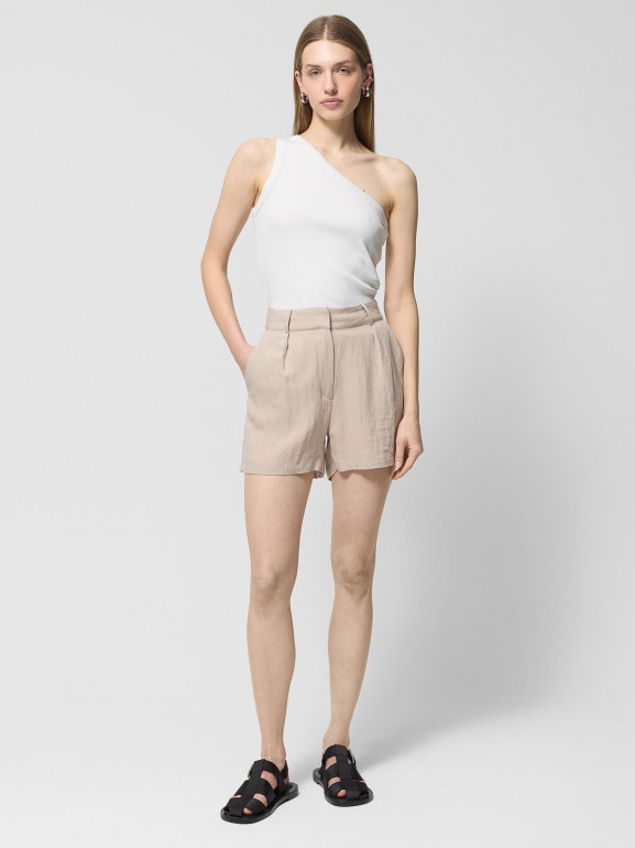 Damski top na jedno ramię Outhorn OTHWSS24TSLEF084 - biały