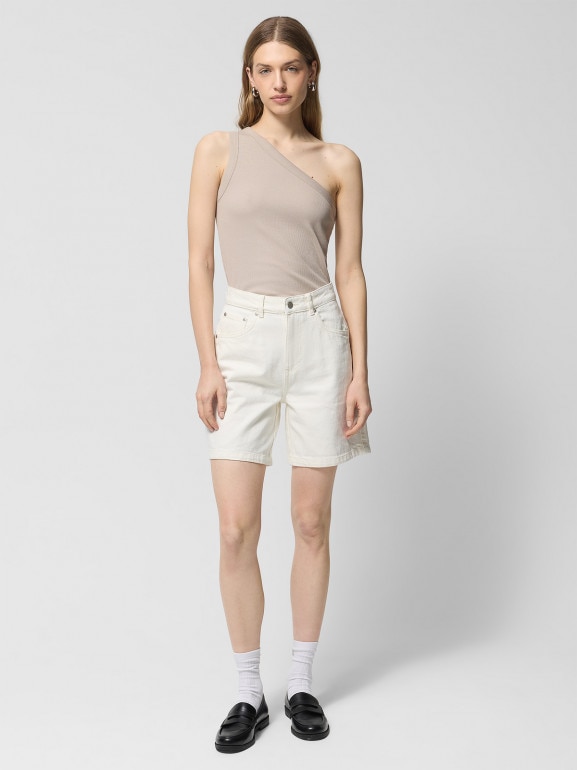 Damski top na jedno ramię Outhorn OTHWSS24TSLEF084 - beżowy