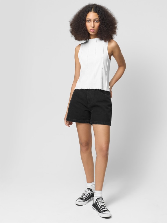 Damski top prążkowany Outhorn OTHWSS24TSLEF088 - biały