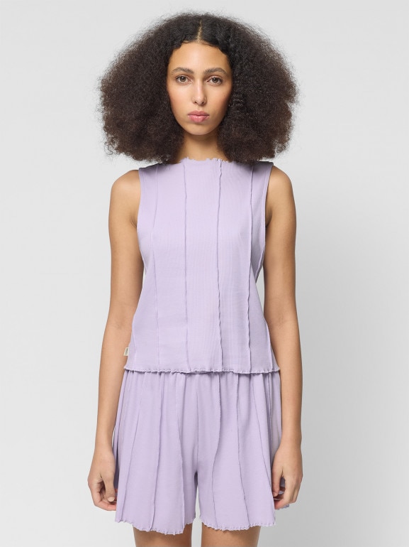 Damski top Outhorn OTHWSS24TSLEF088 - fioletowy