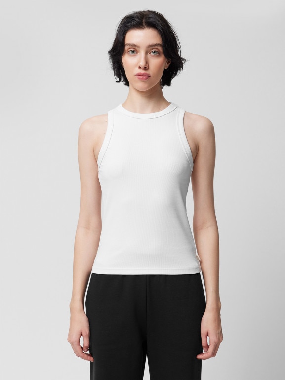 Damski top Outhorn OTHWSS24TSLEF129 - biały