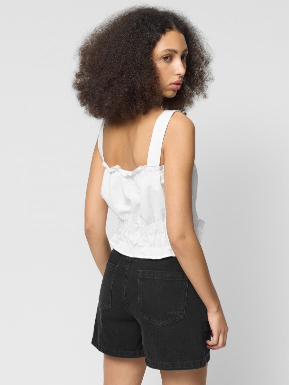 Damski top Outhorn OTHWSS24TSLEF137- biały