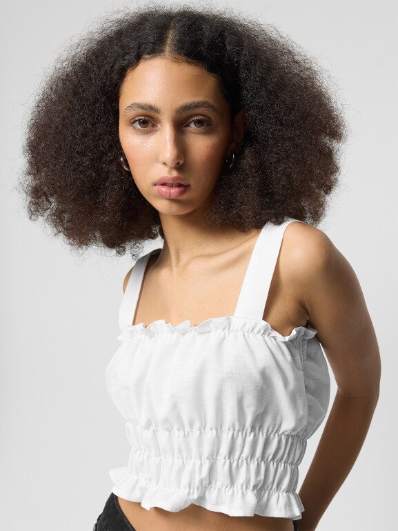 Damski top Outhorn OTHWSS24TSLEF137- biały