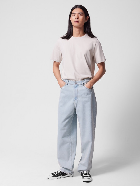 Męskie jeansy baggy Outhorn OTHWSS24TTROM633 - niebieskie