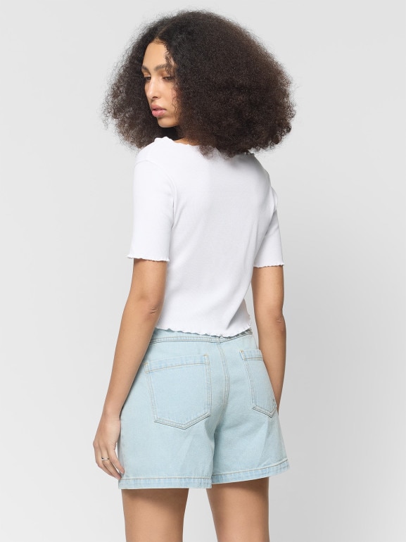 Damski crop top bez nadruku Outhorn OTHWSS24TTSHF1489 - biały