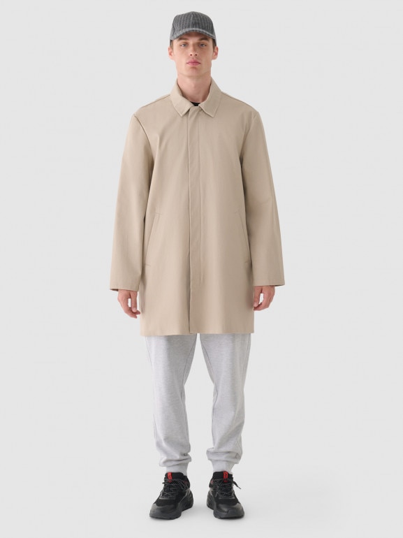 Męski płaszcz wodoodporny Outhorn  OTHWAW24TCOUM015 - beżowy