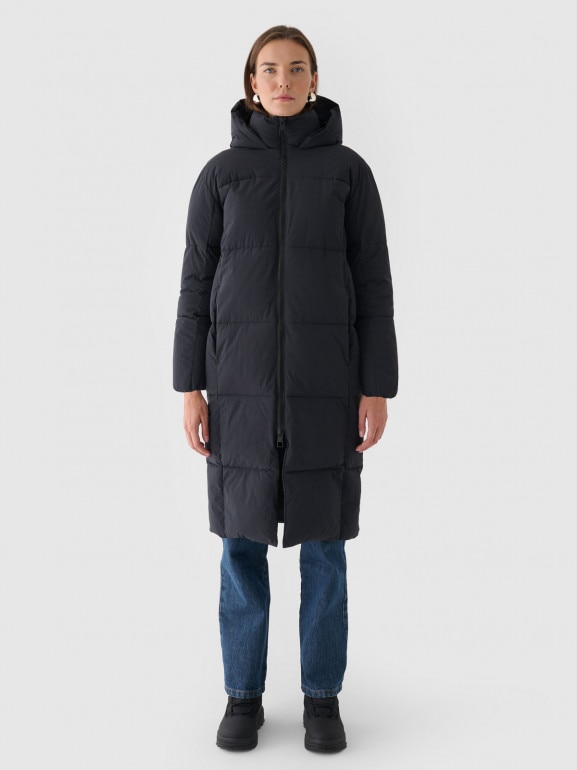 Damski płaszcz puchowy pikowany Outhorn OTHWAW24TDJAF646 - czarny