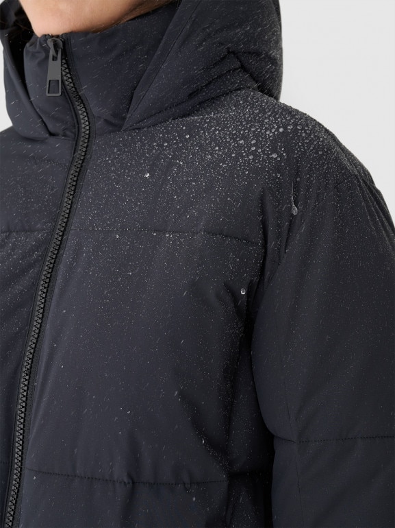 Damski płaszcz puchowy pikowany Outhorn OTHWAW24TDJAF646 - czarny