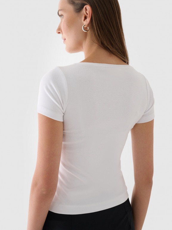 Damski t-shirt basic Outhorn OTHWAW24TTSHF2370 - biały