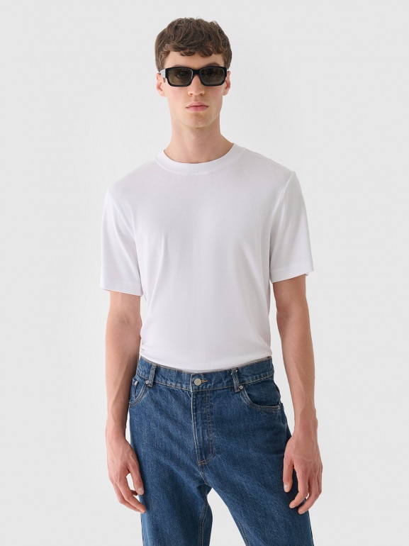 Męski t-shirt basic Outhorn OTHWAW24TTSHM2368 - biały