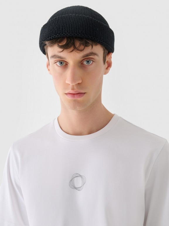 Męski t-shirt z nadrukiem Outhorn OTHWAW24TTSHM2435 - biały