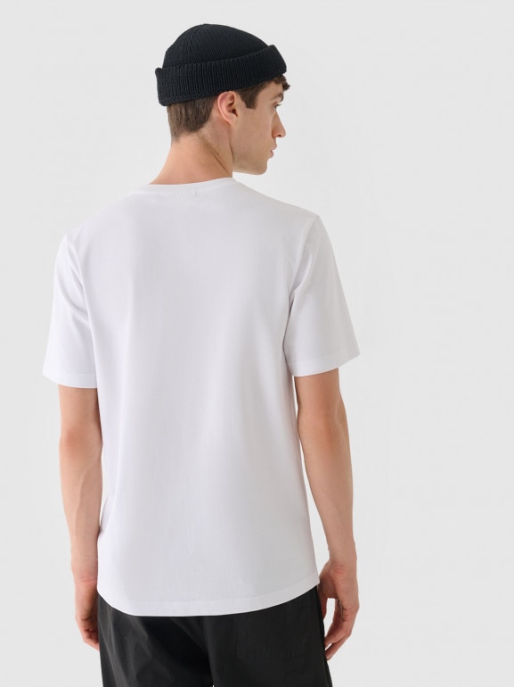 Męski t-shirt z nadrukiem Outhorn OTHWAW24TTSHM2435 - biały